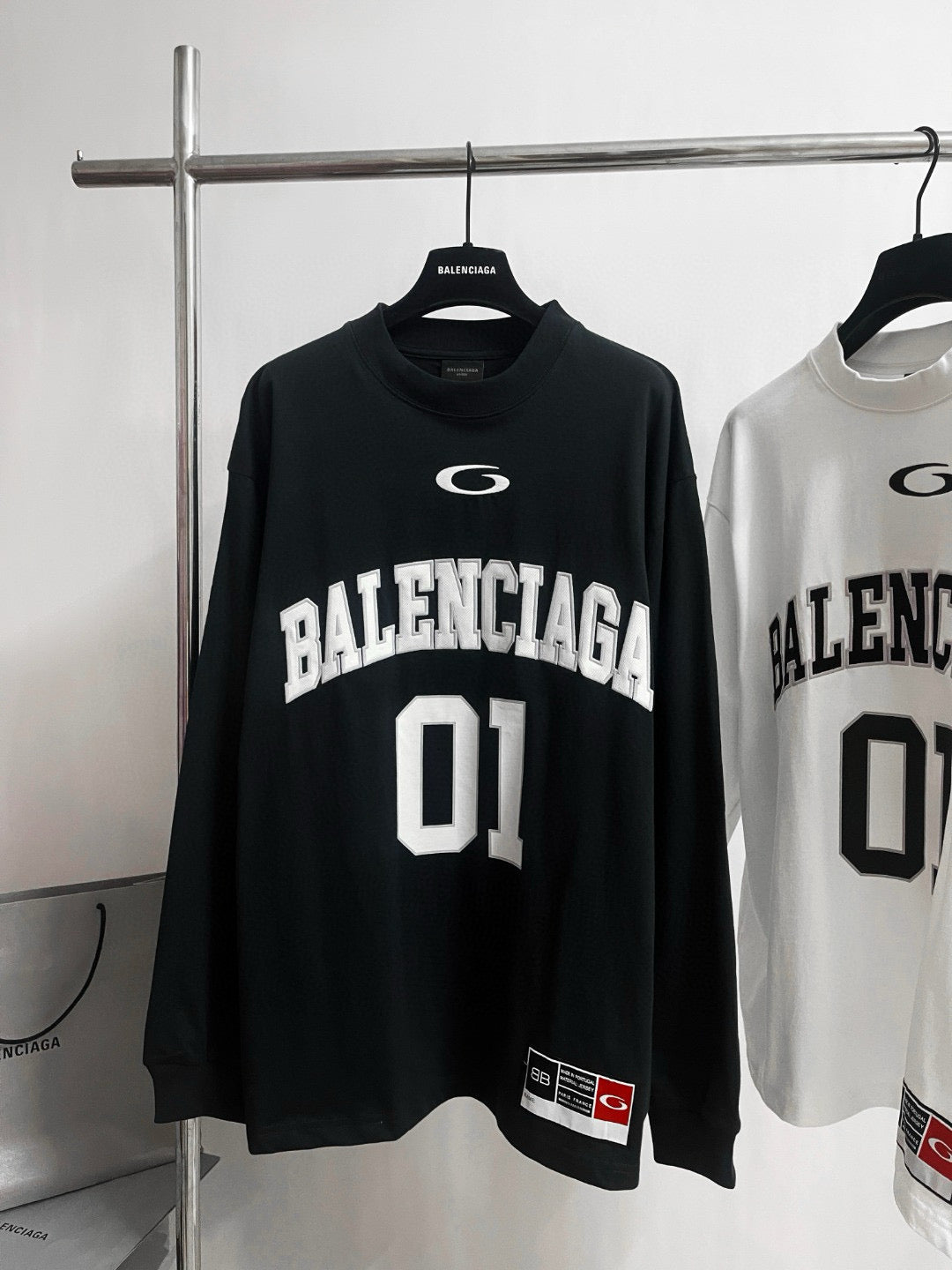 Black Jersey Numeral Long-Sleeve - Men's