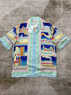 Architectural Print Silk Shirt - Men's