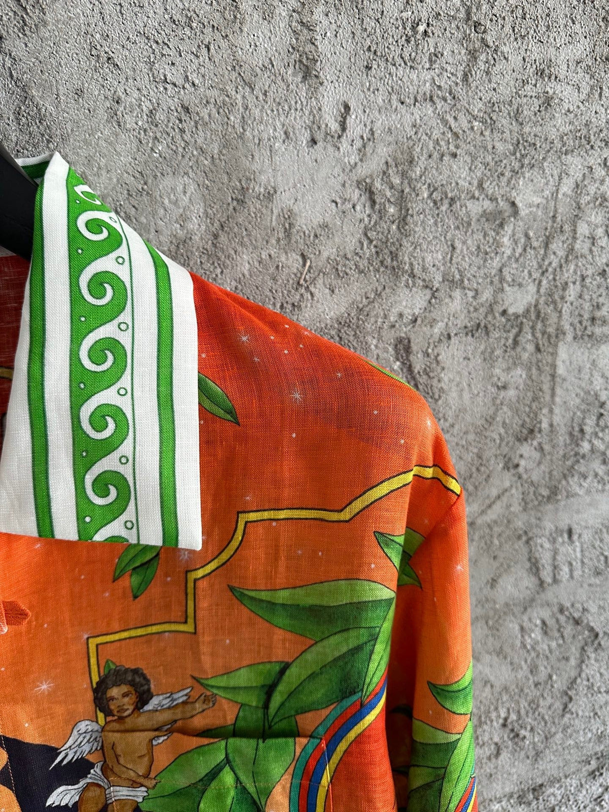 Orange Tropical Print Silk Shirt - Men's
