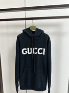 Black Cotton Bold Text Pullover - Men's