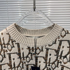 Cream Jacquard Monogram Cardigan - Men's