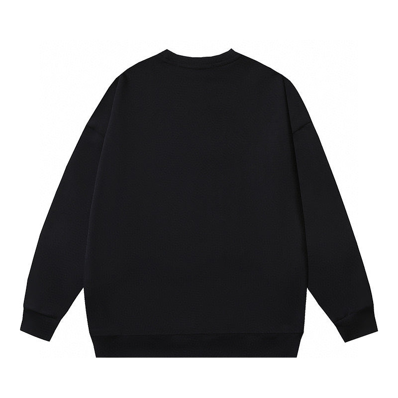 Black Cotton Gothic Text Crewneck - Men's