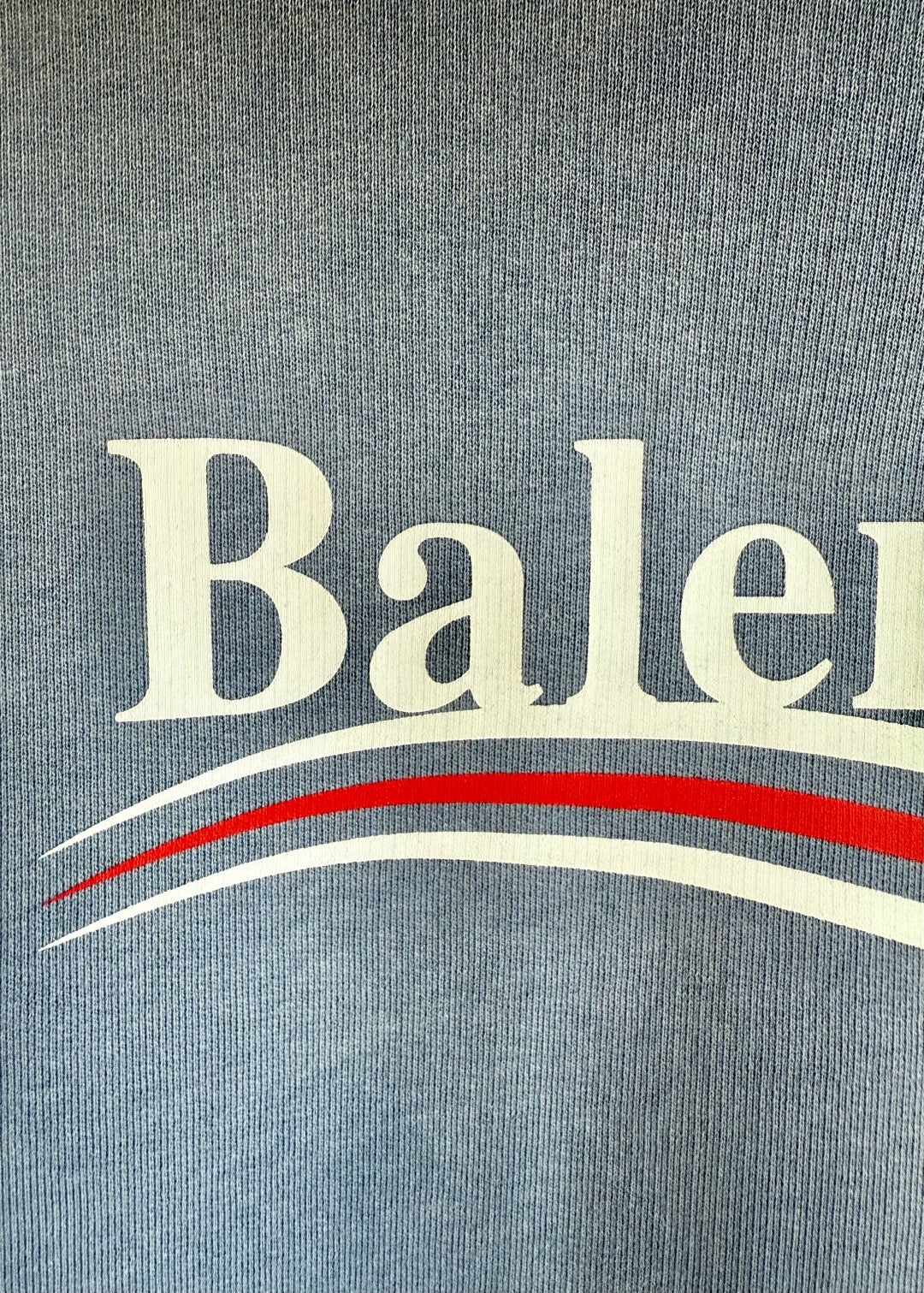 Blue Cotton Washed Logo Pullover - Men's