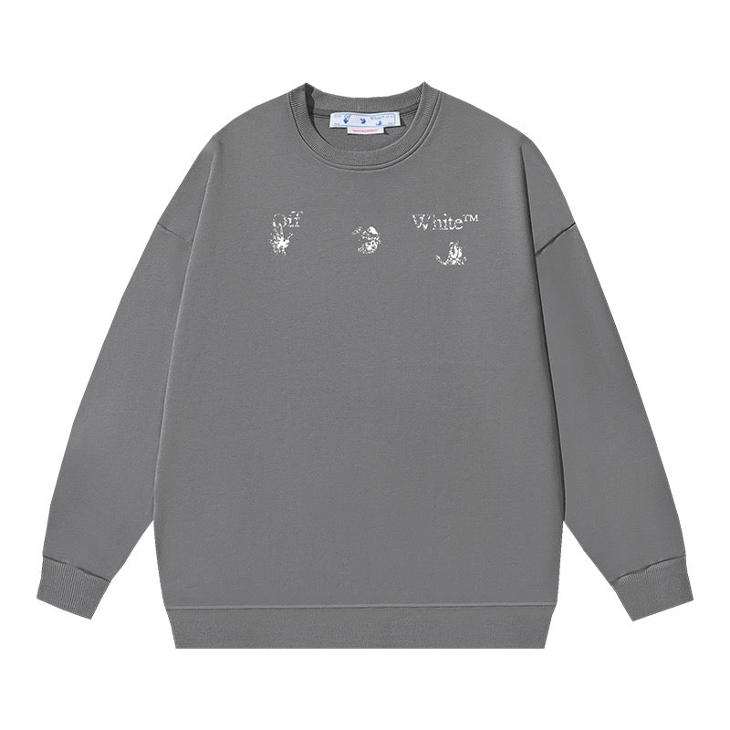 Black Cotton Scattered Print Crewneck - Men's