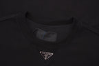 Black Cotton Triangle Logo Long-Sleeve - Men's