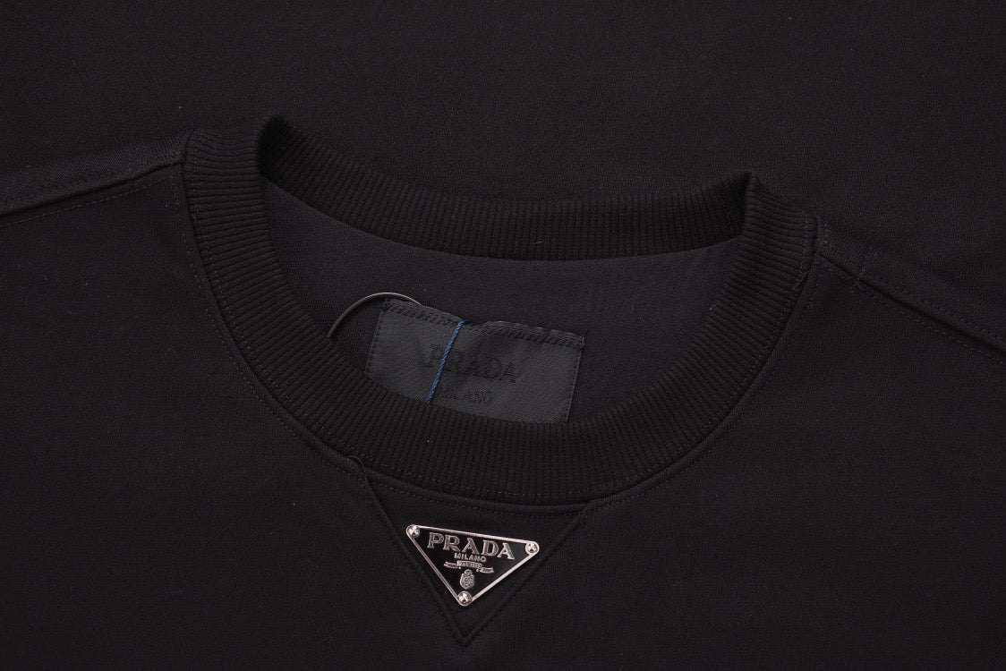 Black Cotton Triangle Logo Long-Sleeve - Men's