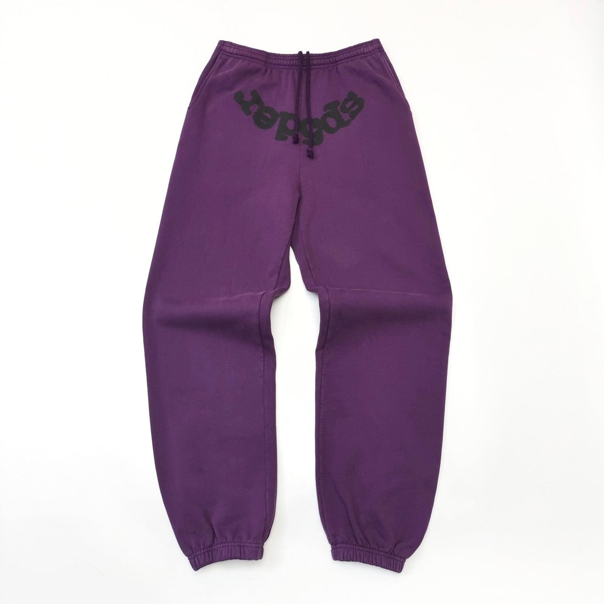 Purple Cotton Tonal Text Joggers - Men's