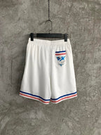 White Cotton Striped Hem Drawstring - Men's