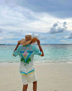 Green Silk Print Drawstring - Men's