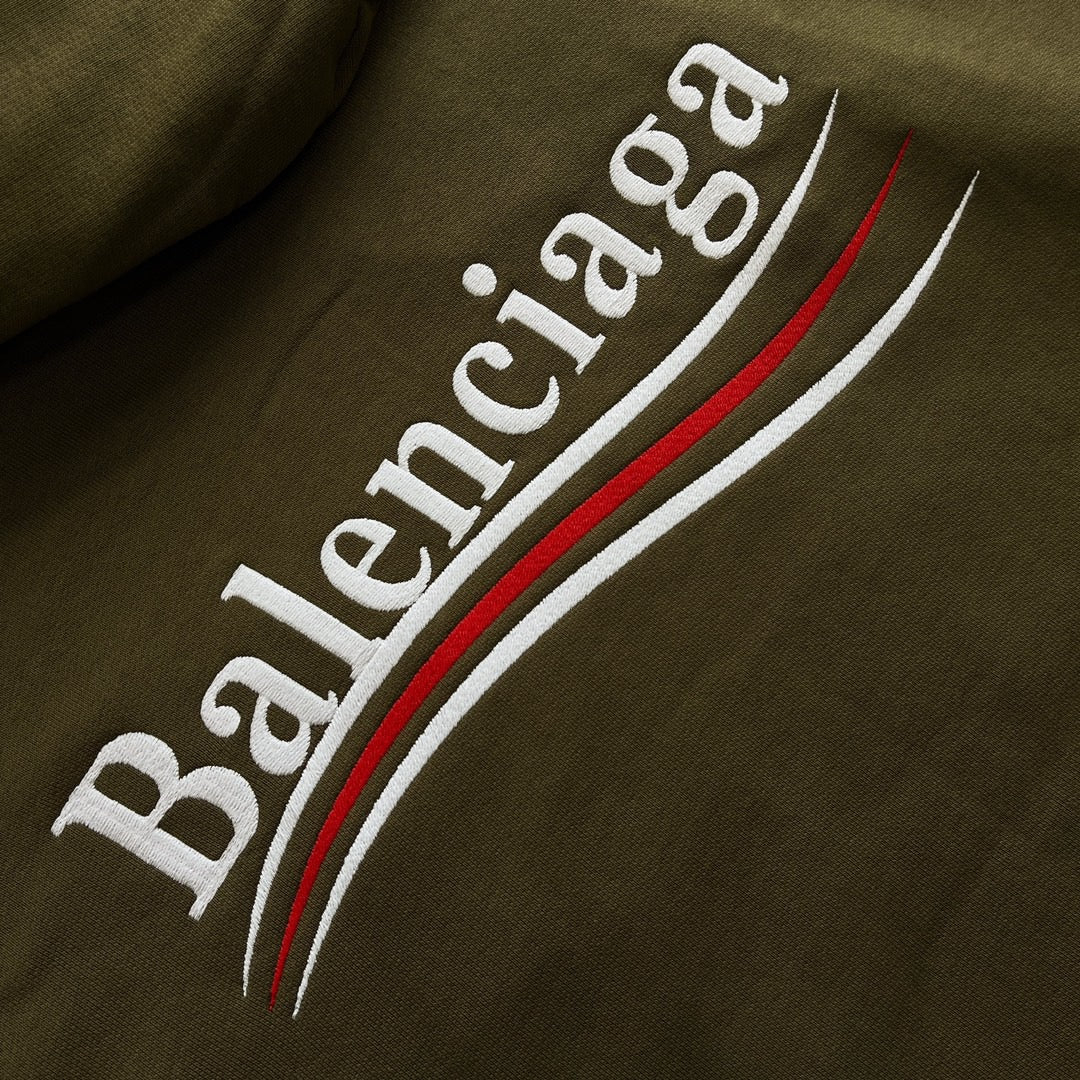 Olive Cotton Chest Logo Pullover - Men's