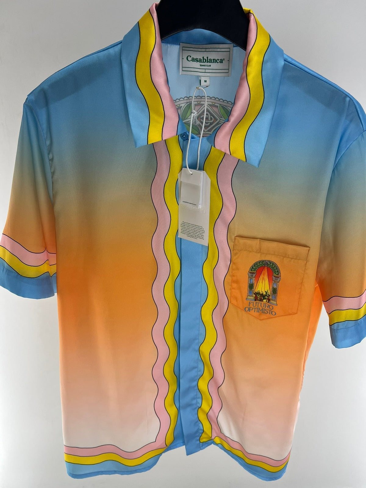 Sunset Wave Print Silk Shirt - Men's
