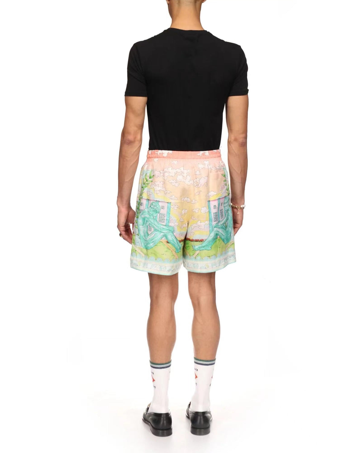 Scenic Print Silk Shorts - Men's