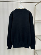 Navy Wool Text Logo Crewneck - Men's