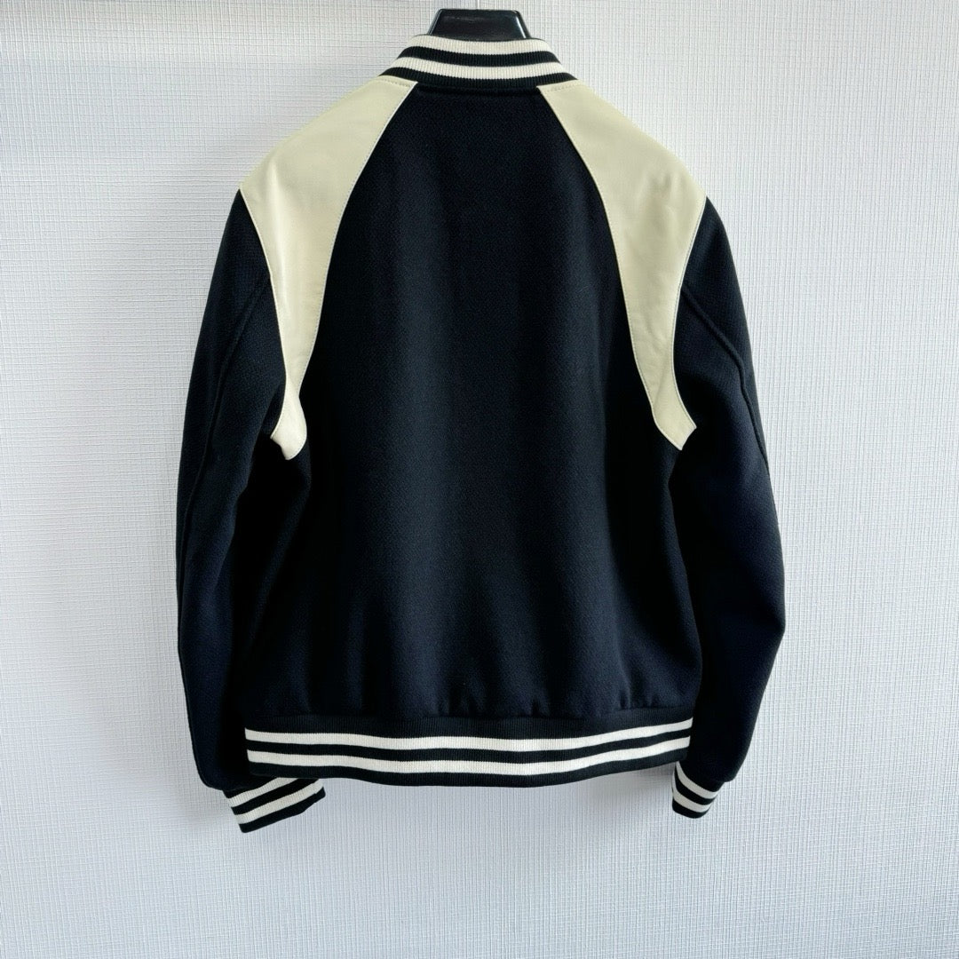 Black Wool Cream Sleeve Varsity - Men's