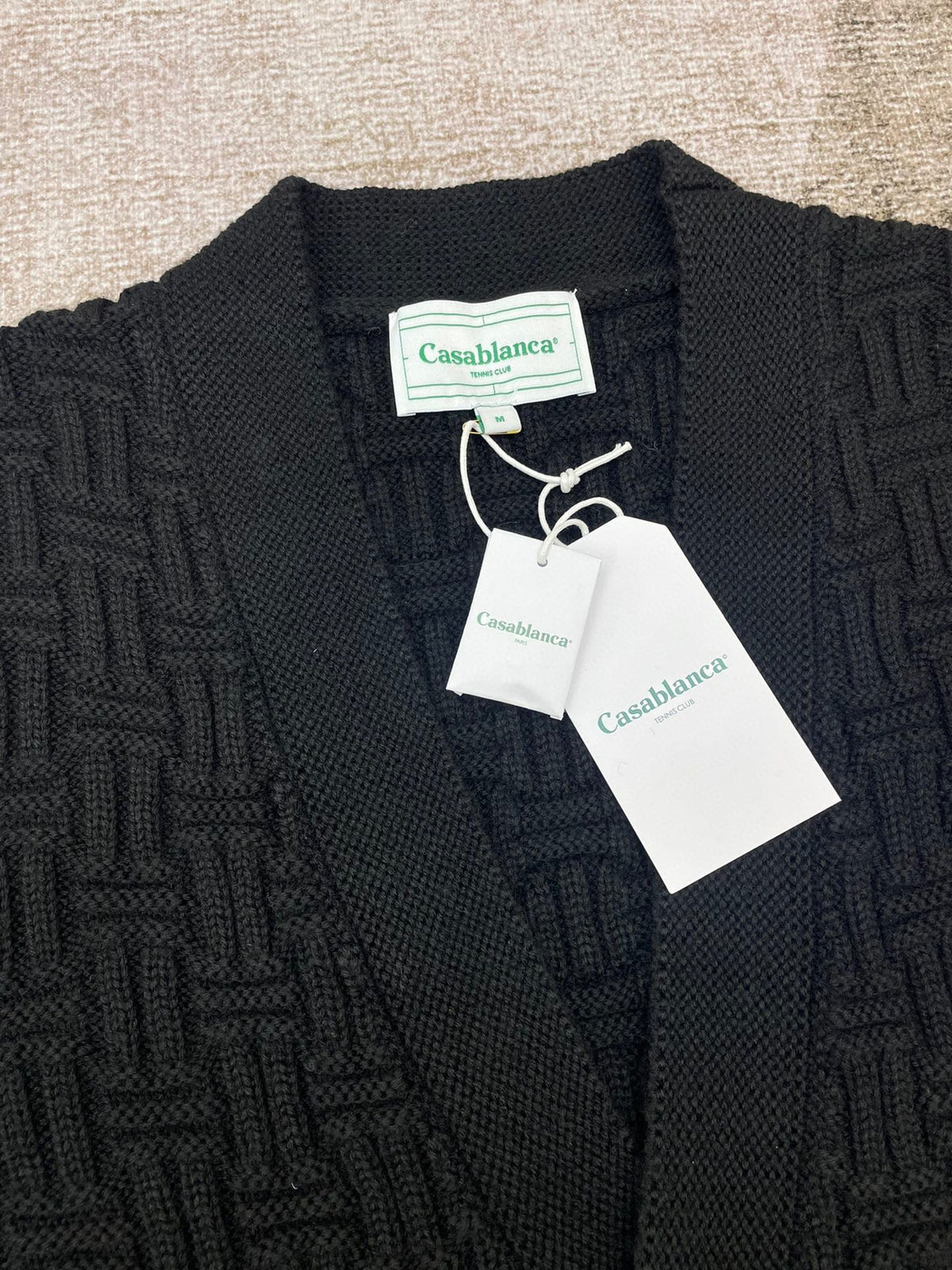 Navy Wool Cable Cardigan - Men's