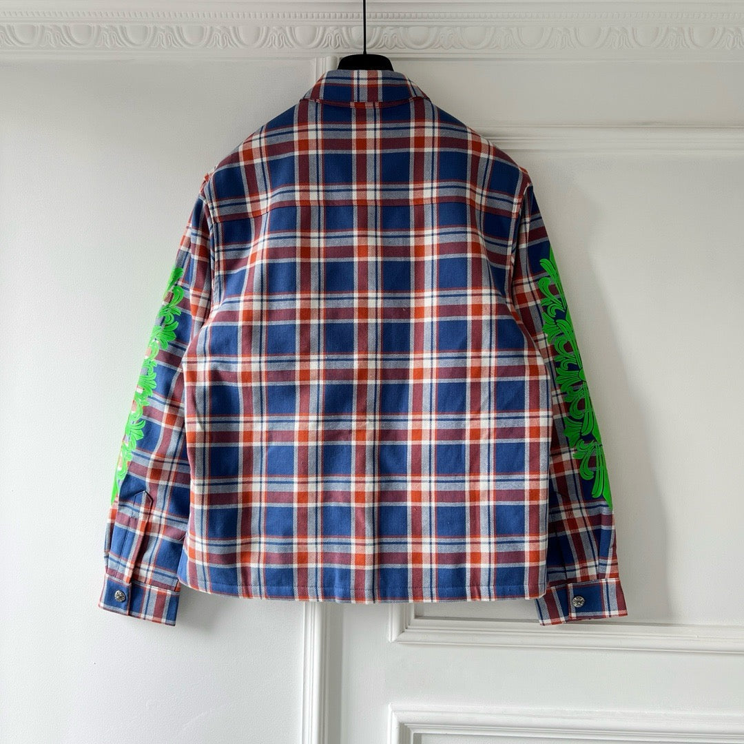 Blue Flannel Printed Sleeve Long-Sleeve - Men's