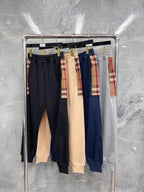 Navy Cotton Check Tie Joggers - Men's