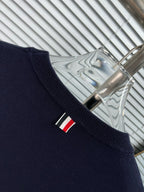 4-Bar Crewneck Cream Sweater - Men's