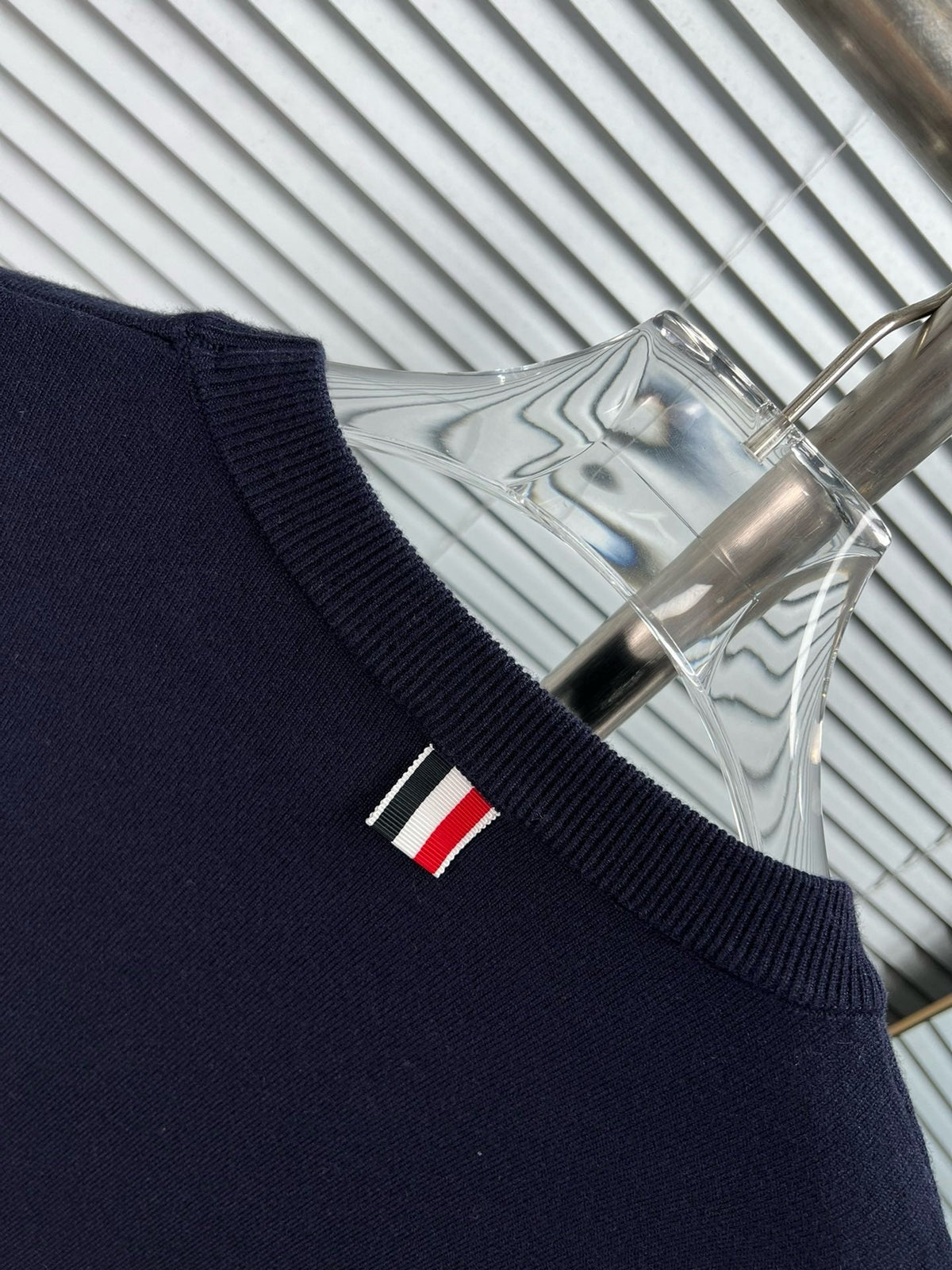 4-Bar Crewneck Cream Sweater - Men's