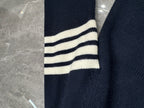 4-Bar Crewneck Navy Sweater - Men's