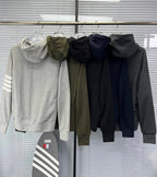 4-Bar Zip Navy Hoodie - Men's