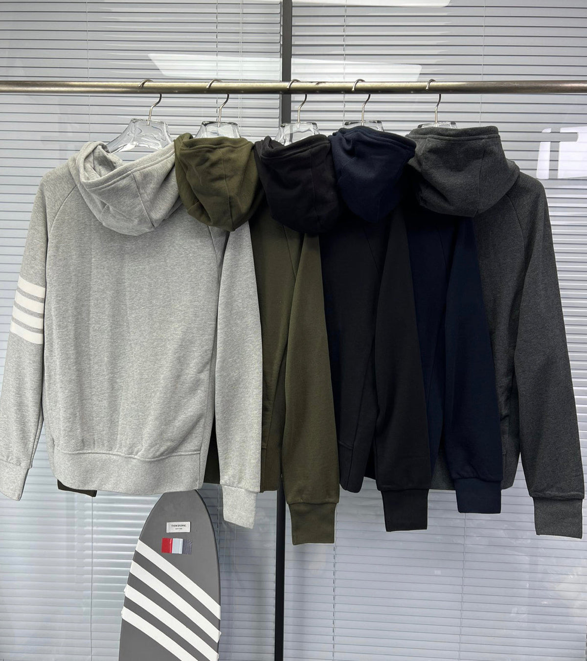 4-Bar Zip Navy Hoodie - Men's