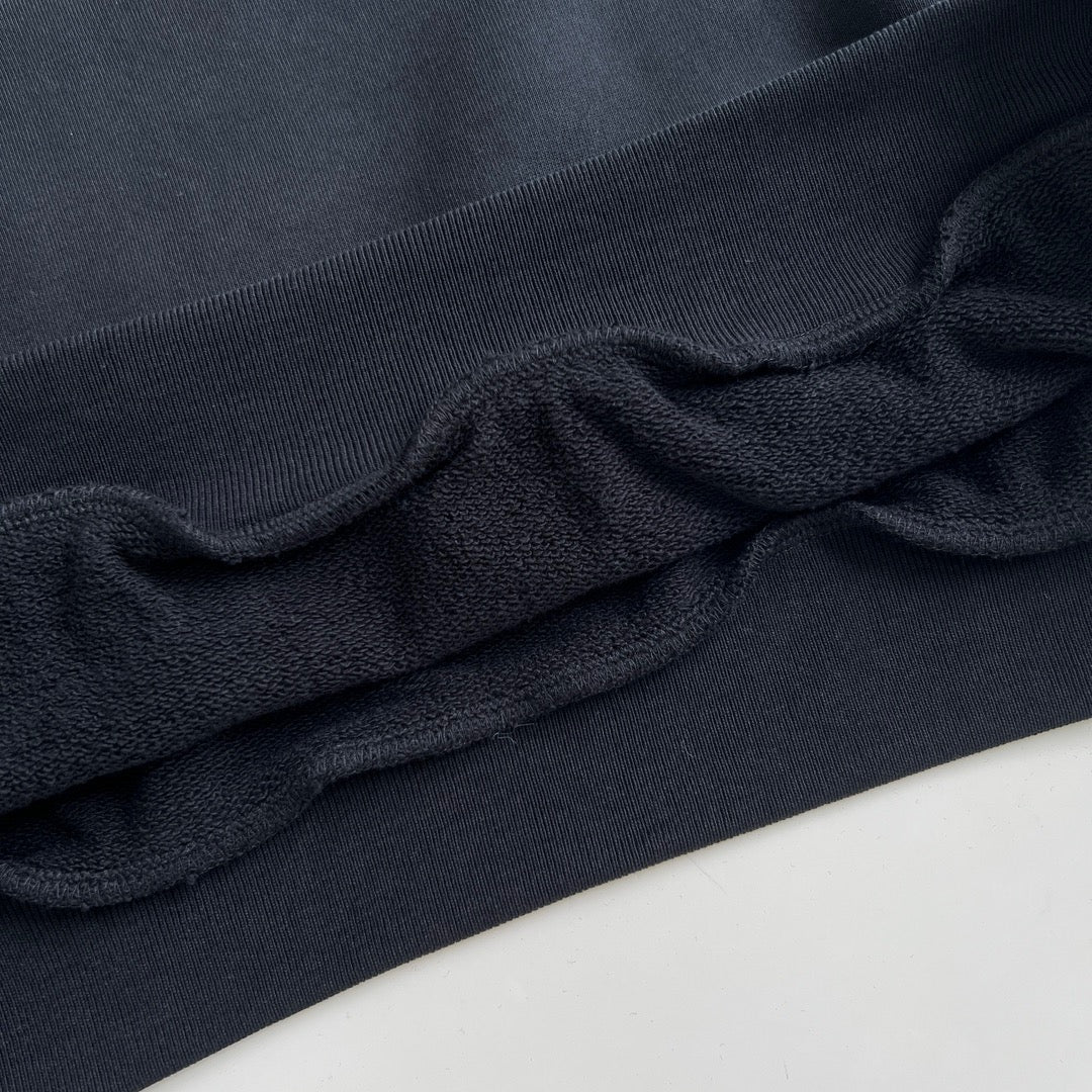 Black Cotton Varsity Text Pullover - Men's