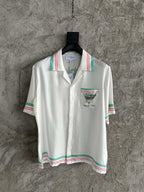Pastel Trim Silk Shirt - Men's