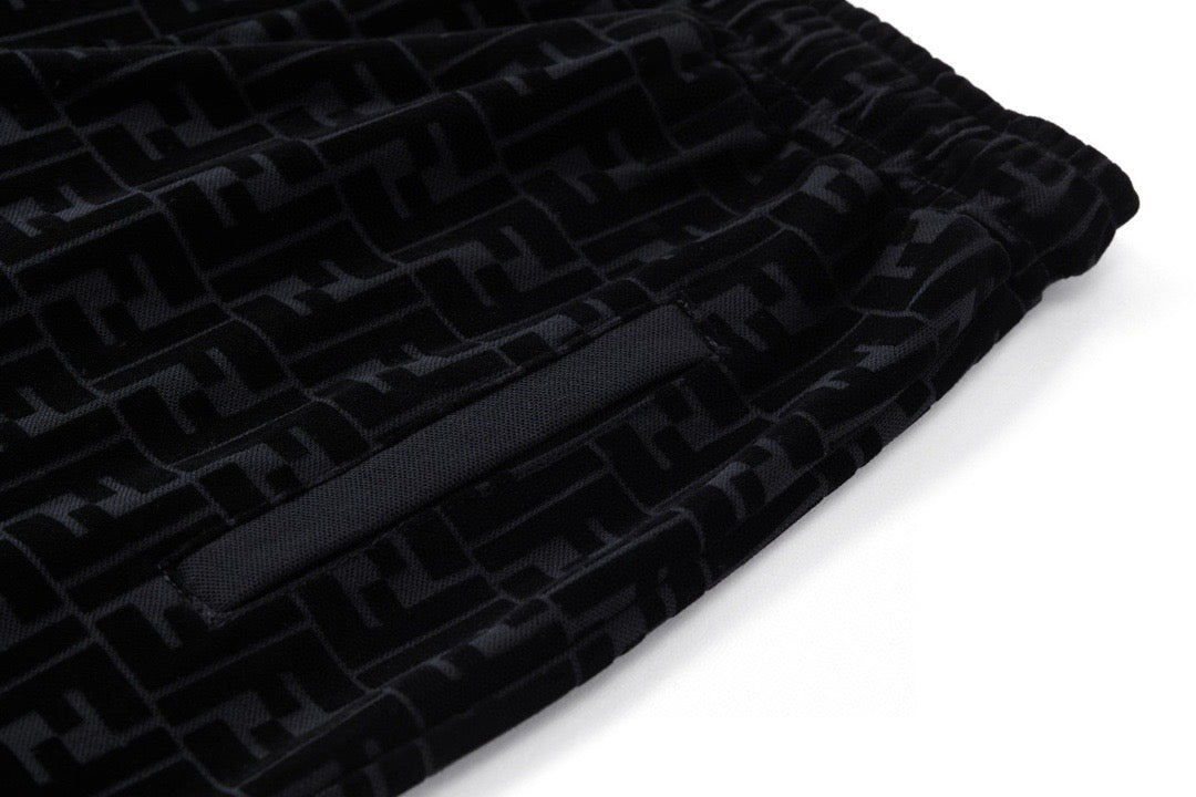 Black Jacquard Monogram Drawstring - Men's