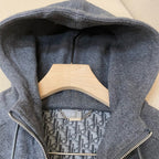 Grey Cotton Plain Zip-Through - Men's