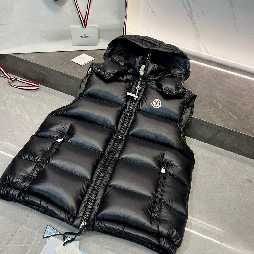 Black Nylon Hooded Gilet - Men's