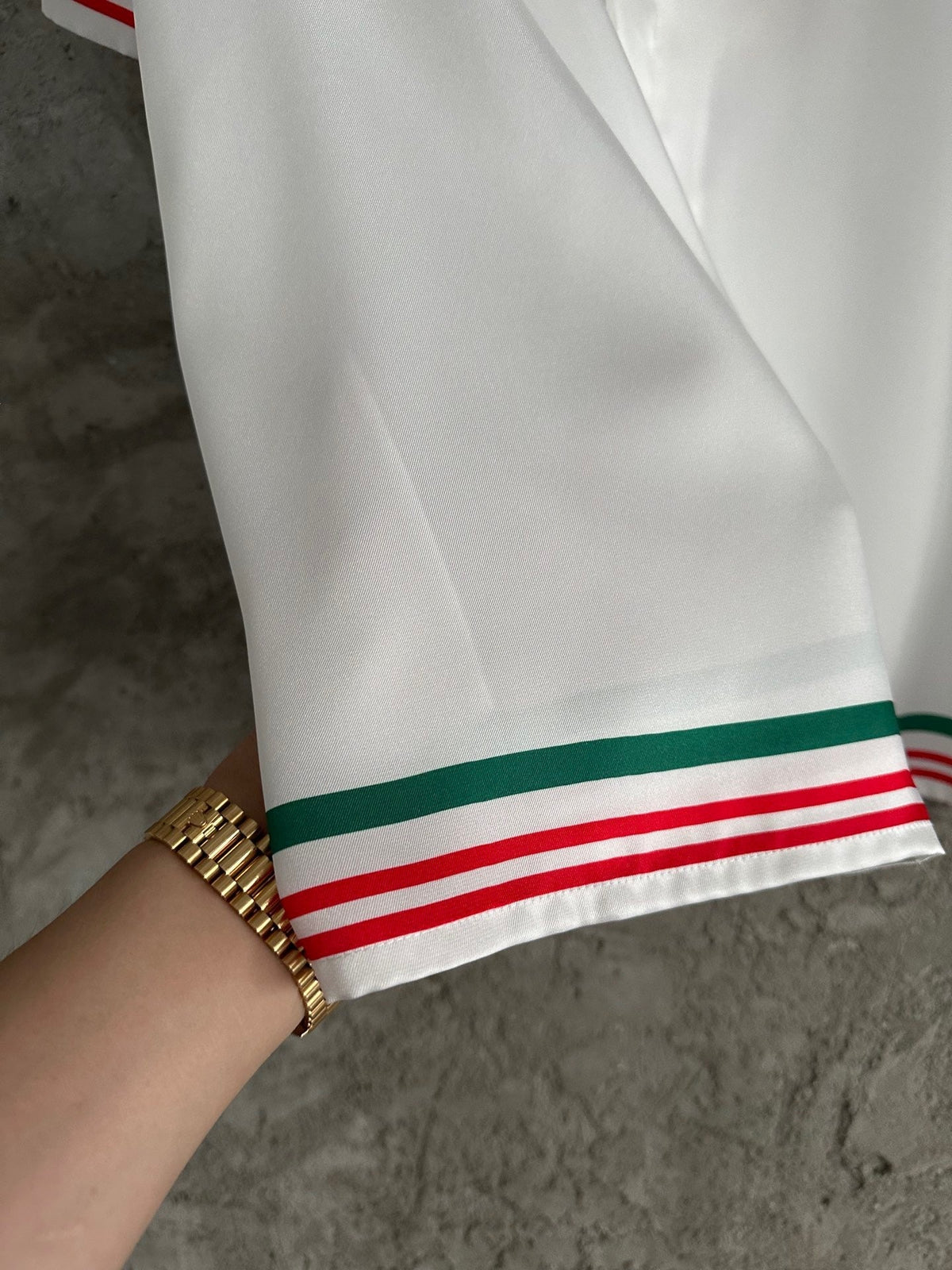 White Knit Striped Trim Short-Sleeve - Men's