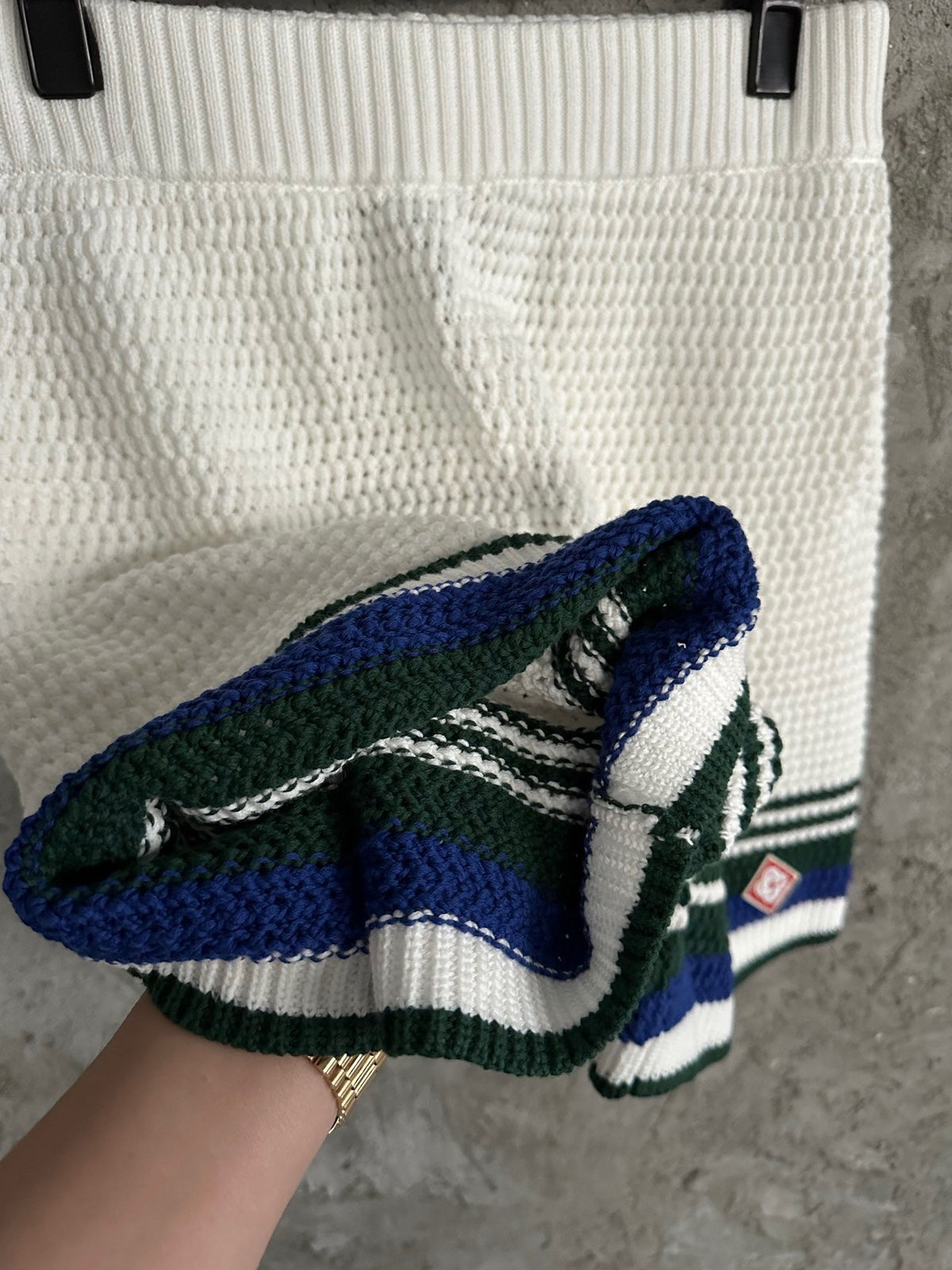 Navy Striped Knit Shorts - Men's