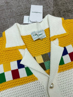 Yellow Checkerboard Knit Shirt - Men's