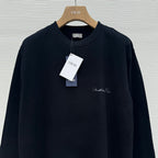 Navy Wool Chest Script Crewneck - Men's