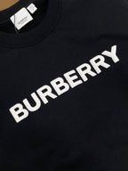 Black Cotton White Text Crewneck - Men's