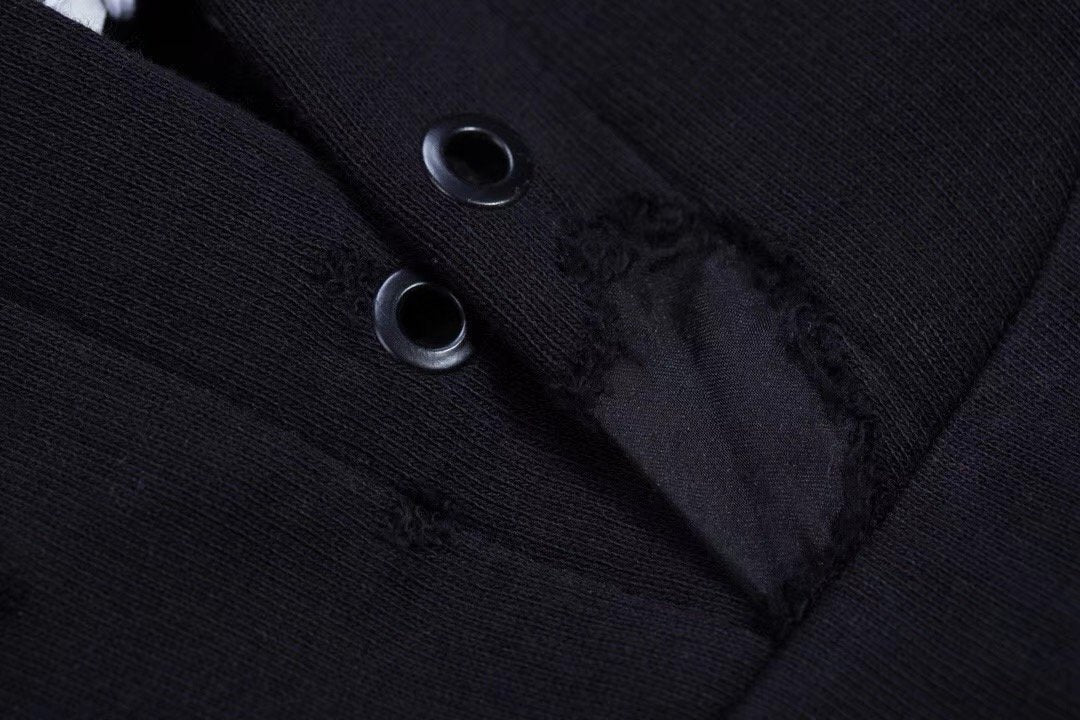 Black Cotton Logo Pullover - Men's
