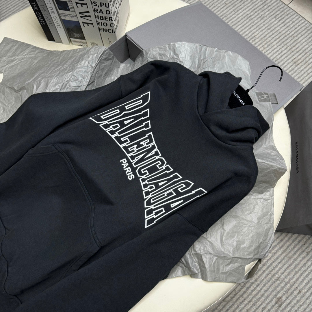 Black Cotton Logo Print Pullover - Men's