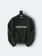Grey Wool Text Logo Crewneck - Men's