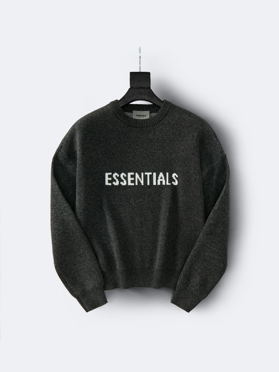 Grey Wool Text Logo Crewneck - Men's