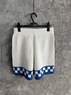 Blue Checkerboard Knit Shorts - Men's