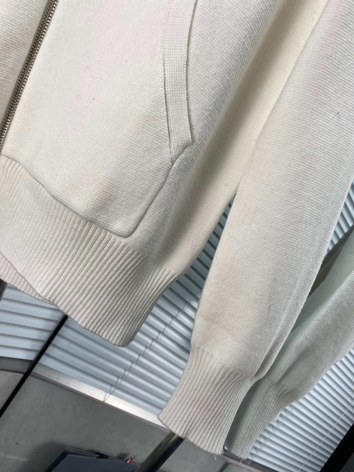 Navy Cotton Striped Sleeve Zip-Through - Men's