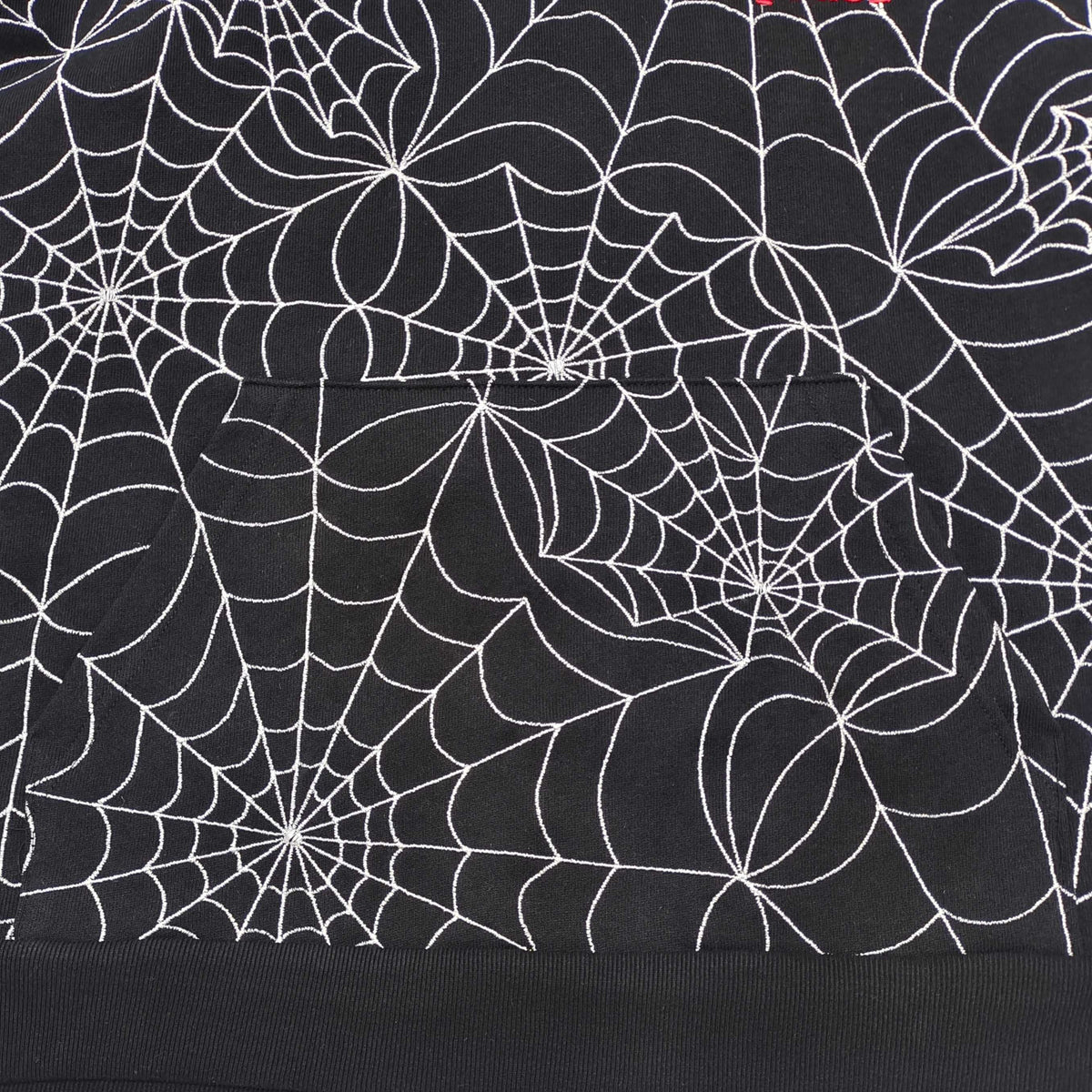 Black Cotton Web Print Pullover - Men's