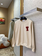 Cream Cotton Heart Logo Crewneck - Men's