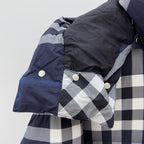Navy Check Puffer Jacket - Men's