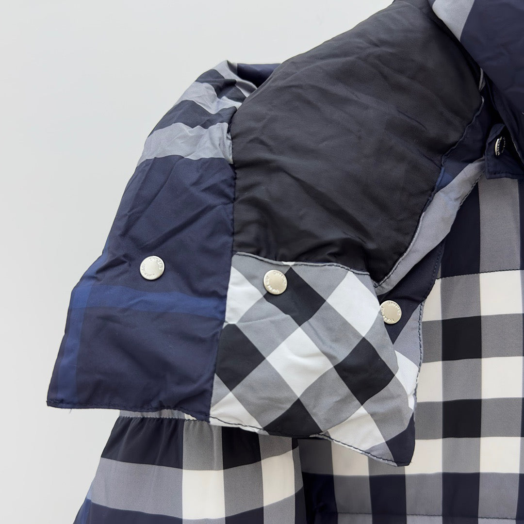 Navy Check Puffer Jacket - Men's