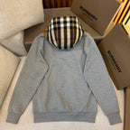 Black Cotton Check Lined Pullover - Men's