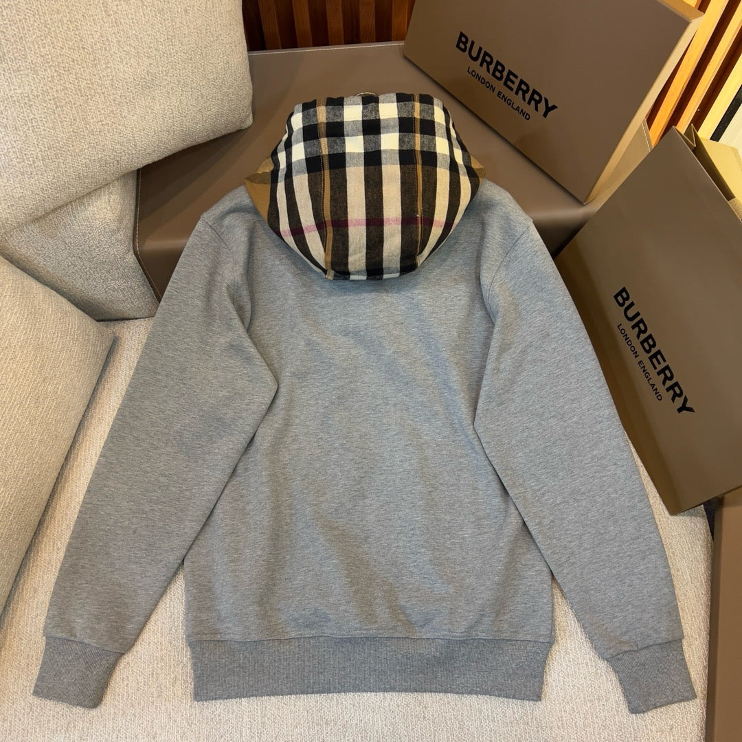 Black Cotton Check Lined Pullover - Men's