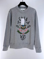 Grey Cotton Crest Graphic Crewneck - Men's