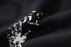 Black Cotton Motif Print Crewneck - Men's